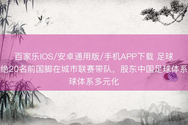 百家樂IOS/安卓通用版/手機APP下載 足球報：卓絕20名前國腳在城市聯賽帶隊，股東中國足球體系多元化